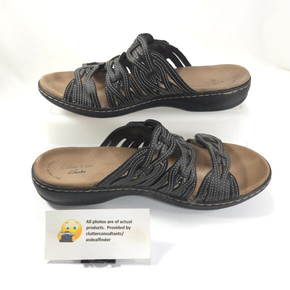 Collection by Clarks Leather Open Toe Sandal Womens Size 8.5 22545 Black - Picture 4 of 9